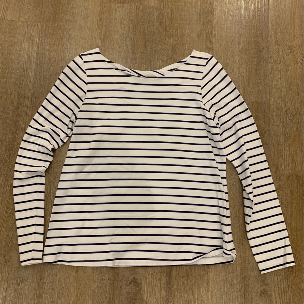 Lilly Pulitzer White and Gray Striped Top